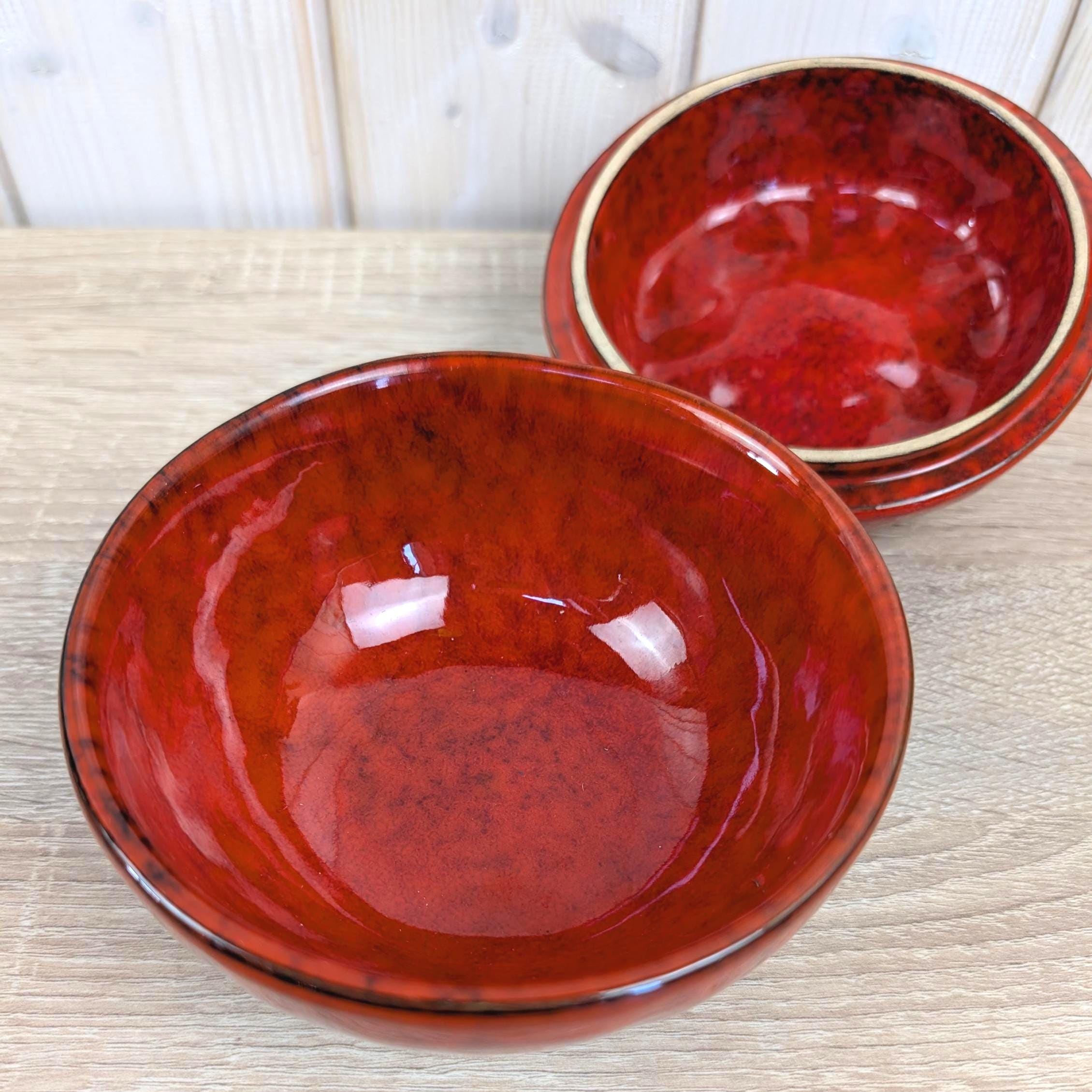 Vintage Italian Ceramic Tomato Lidded Box, Red Flambe Glaze, Figural Tomato Jar with Lid, Italy Model 67166, 1960s–1970s