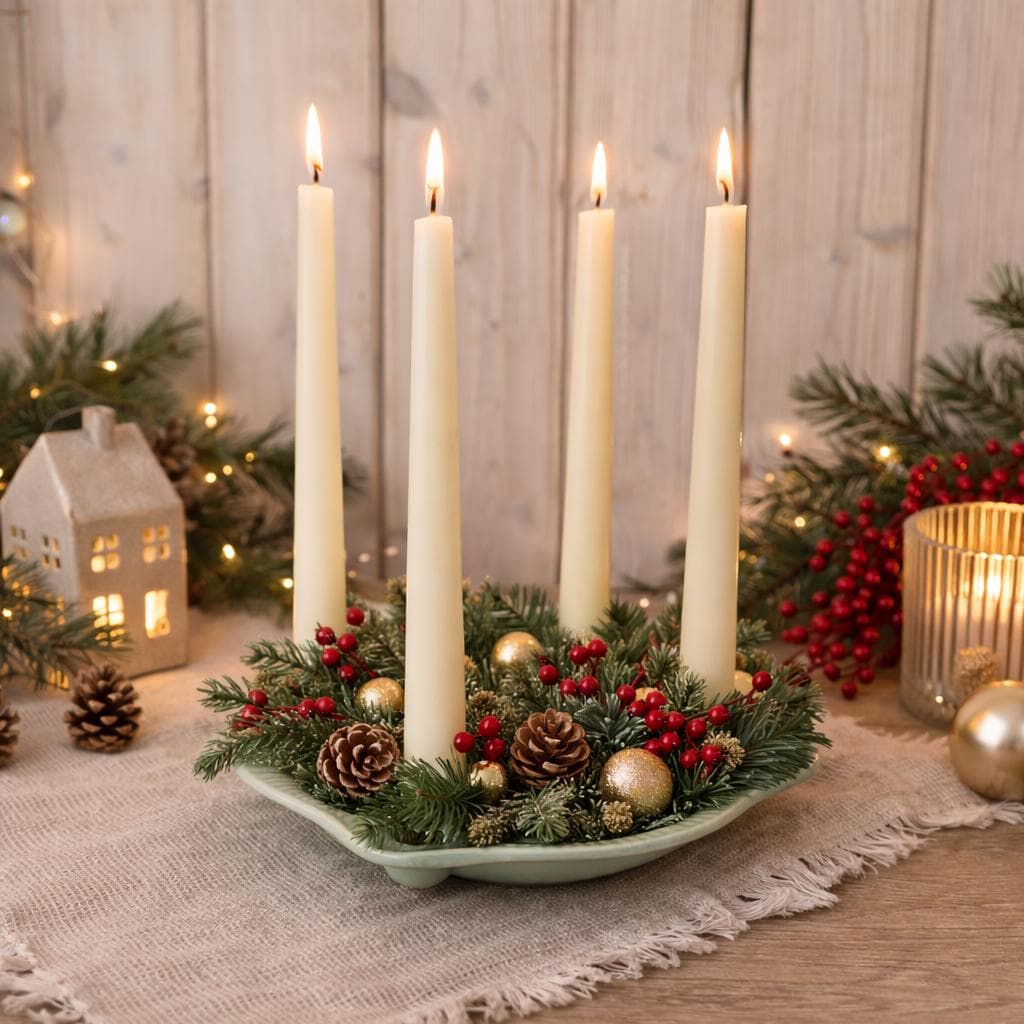 Jasba Germany Advent Candle Holder, Celadon Mint Green Ceramic, Model 1924/25, Pre-1949, Rare Early Version, Advent Wreath Bowl