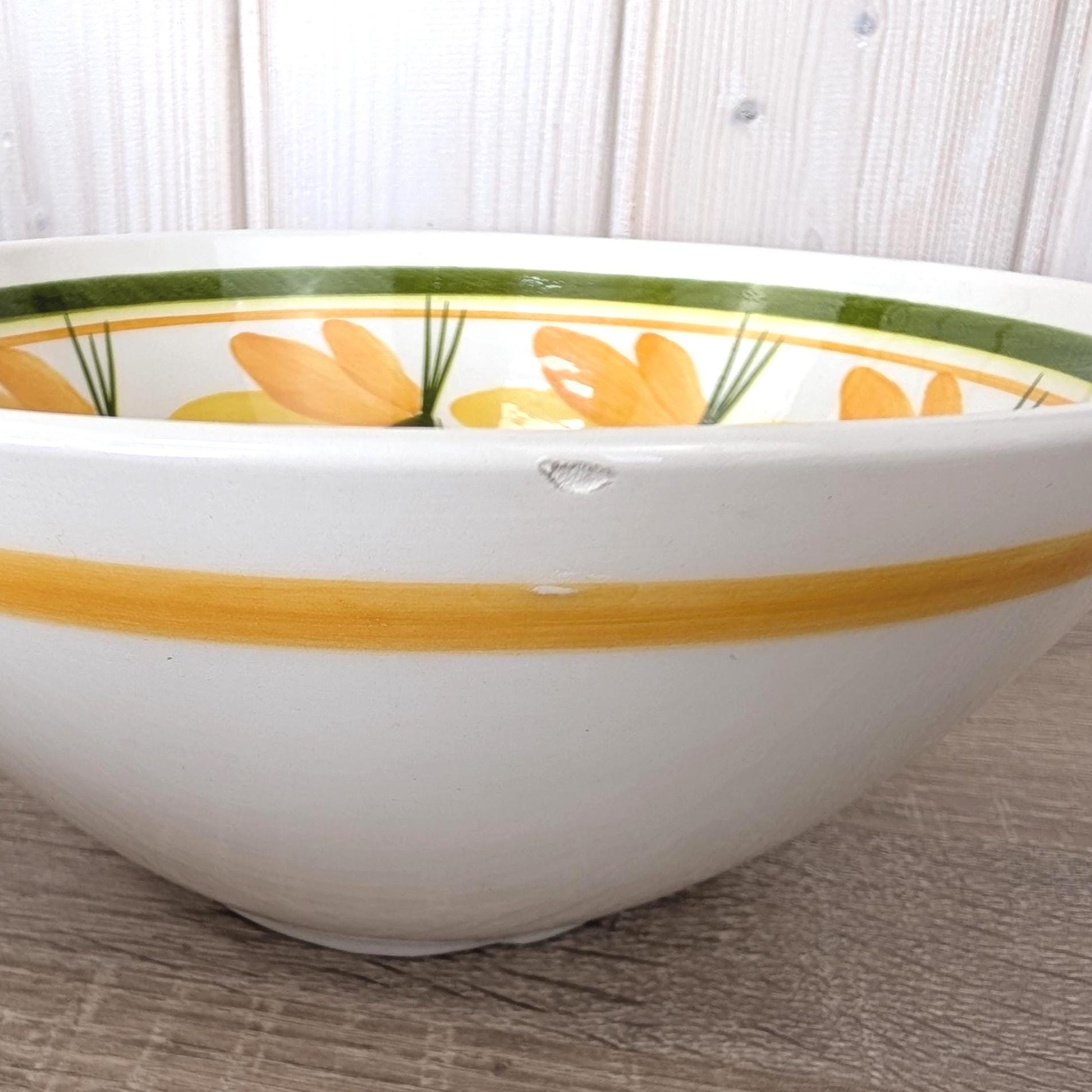 Very Rare Schramberg SMF Ginster Ceramic Nesting Bowl Set of 4, Vintage 1960s West German Hand-Painted Pottery,  Orange Floral