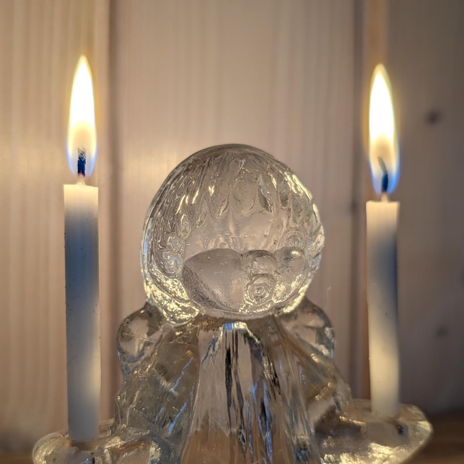 Glass Angel Candle Holder, Goebel Germany, Vintage Christmas Decor, 1980's
