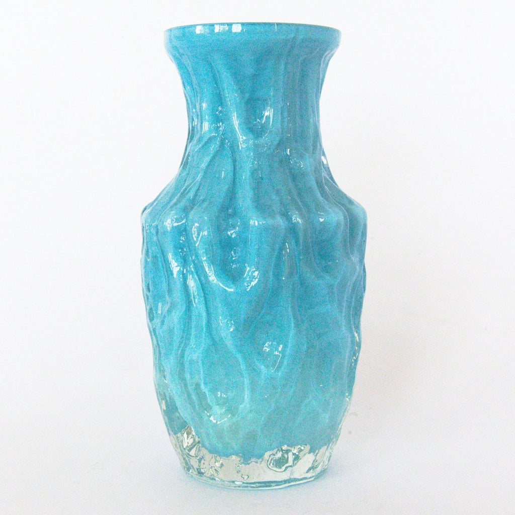 1960s Ingrid Glass Vase Blue Turquoise Vintage