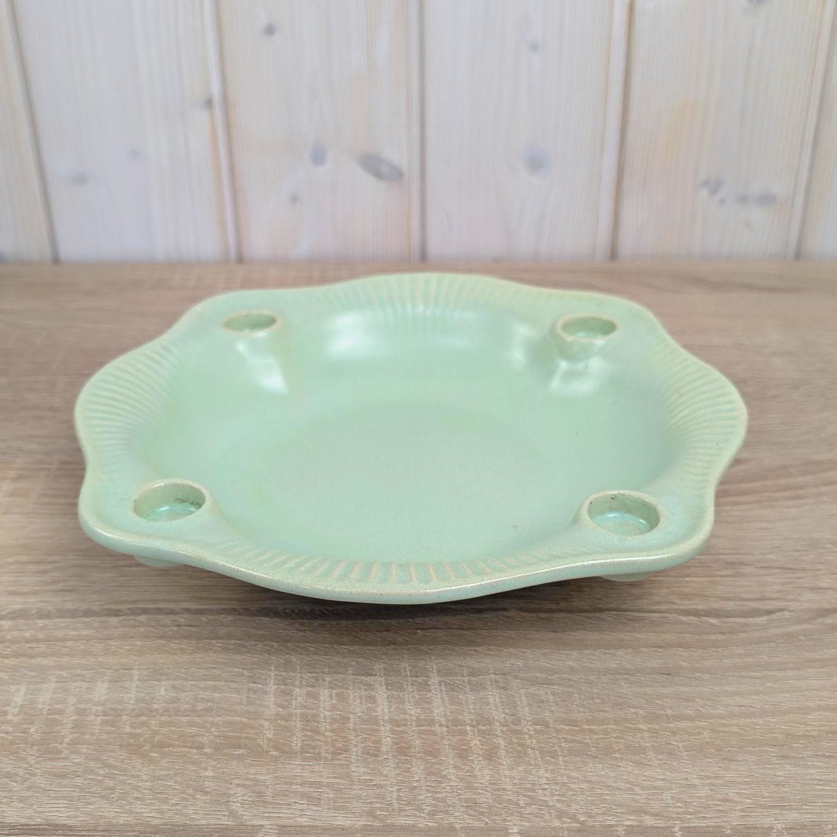 Jasba Germany Advent Candle Holder, Celadon Mint Green Ceramic, Model 1924/25, Pre-1949, Rare Early Version, Advent Wreath Bowl