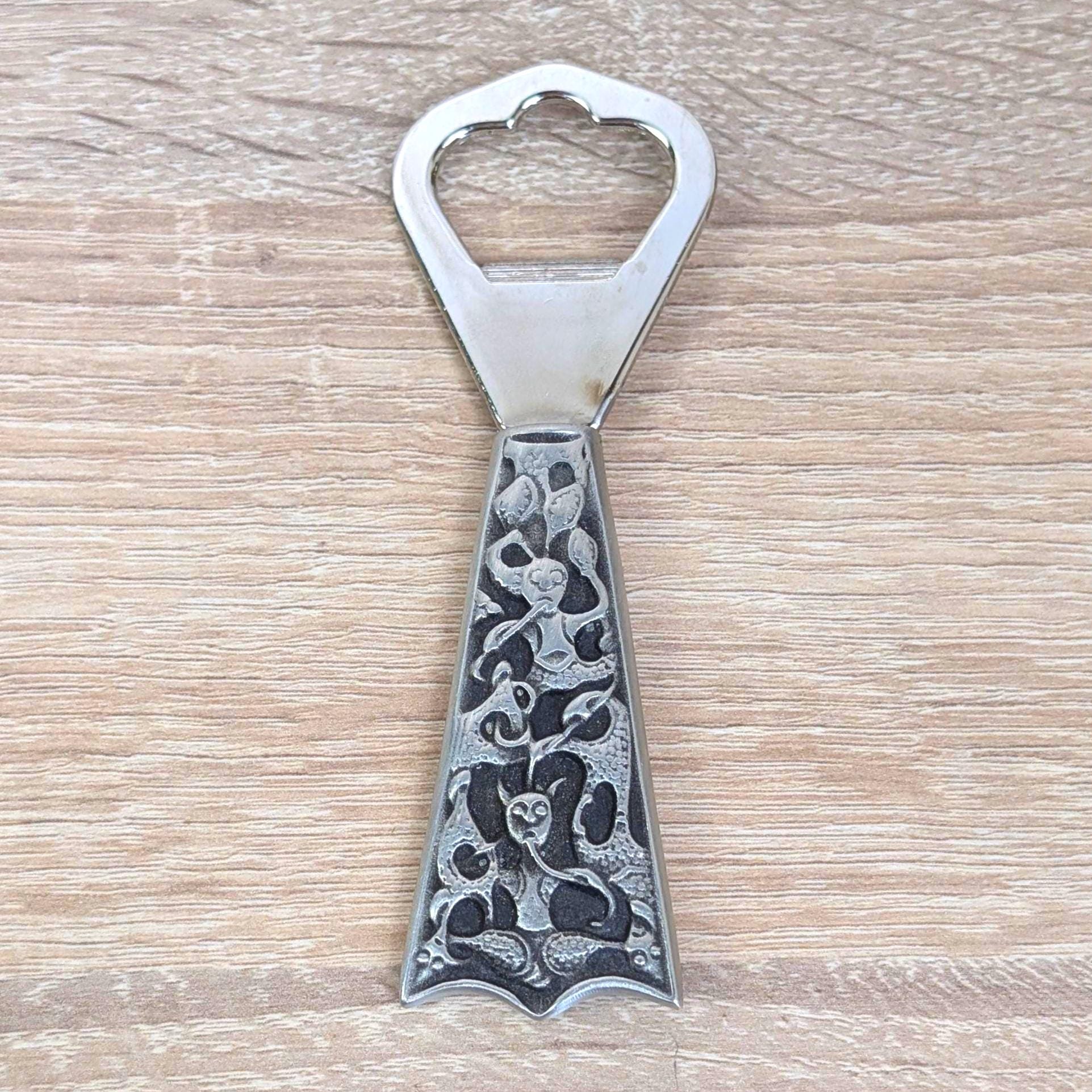 Vintage A·S Formtinn Oseberg Pewter Bottle Opener No. 1004, Handcast Norway, Original Box, 1970s