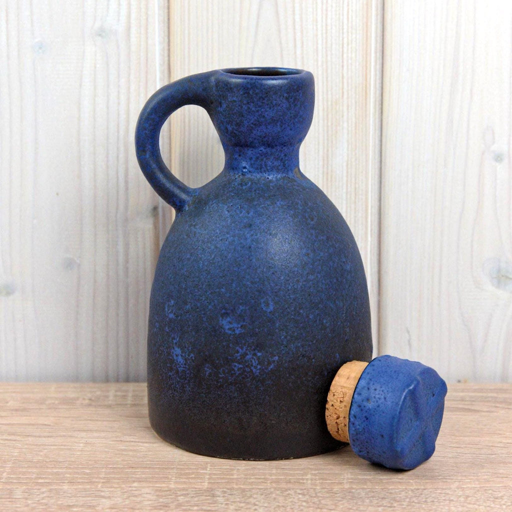 Ruscha 312 Vintage West German Pottery Jug with Stopper, Mid Century Blue Ceramic Bottle Vase