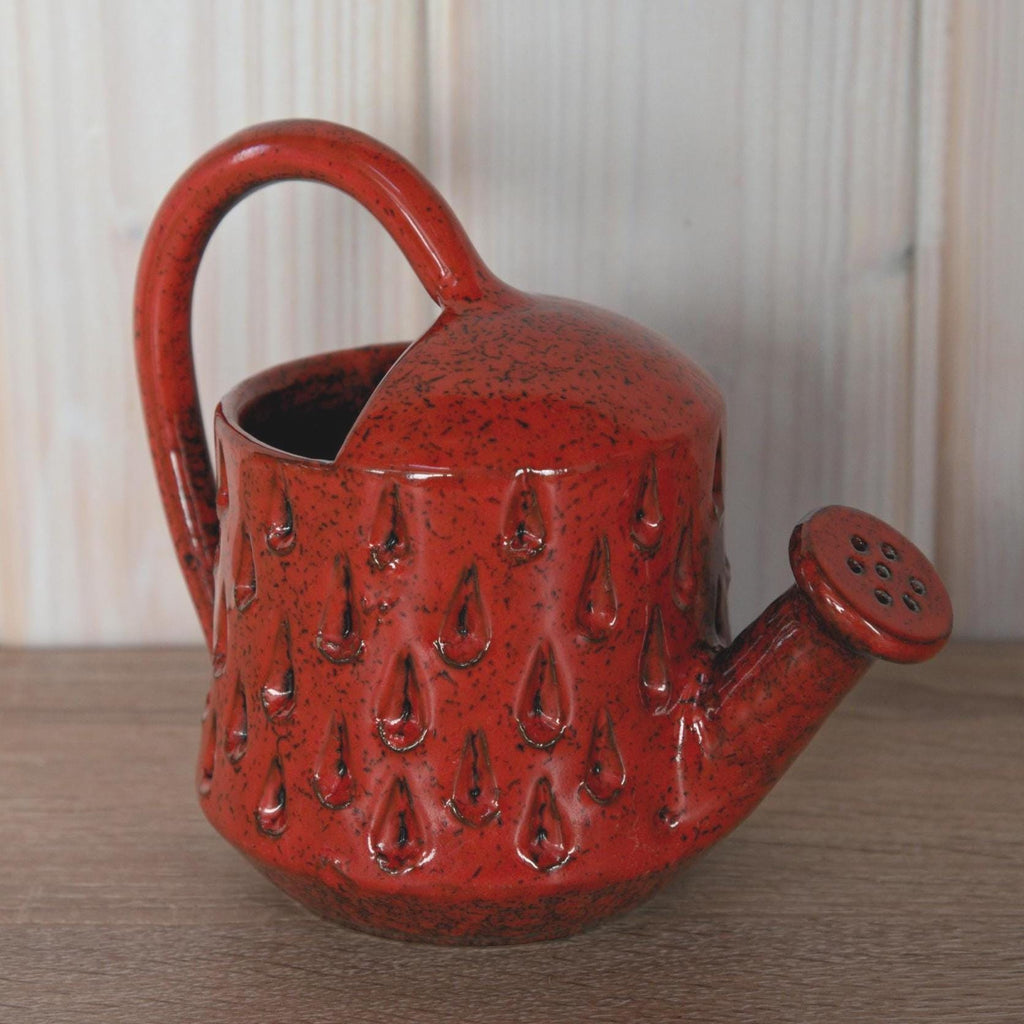 Fratelli Fanciullacci Red Ceramic Watering Can Vase, Mid-Century Italian Pottery