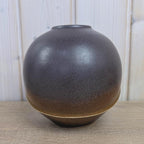 Dümler and Breiden 777/15 Ball Vase, West German Pottery, Brown Amber Diagonal Glaze, 1960s Vintage Ceramic