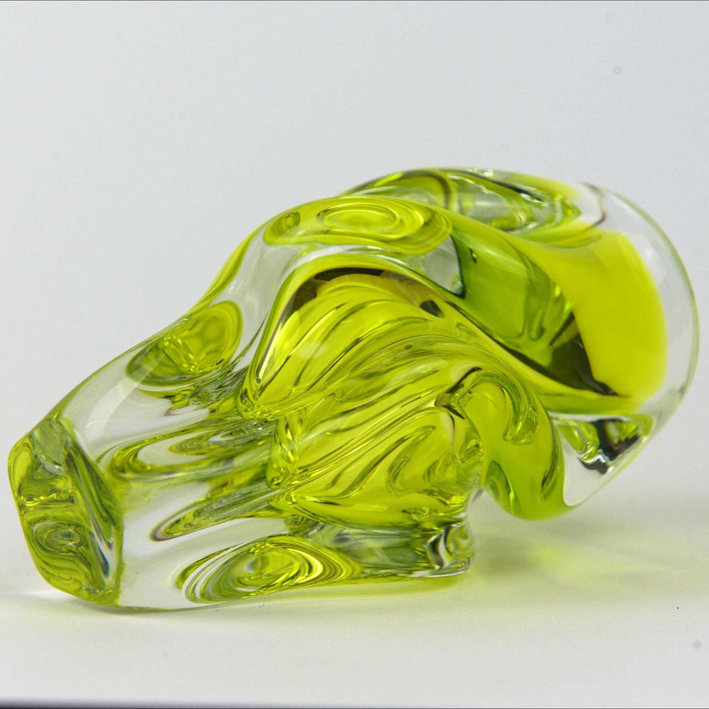 Josef Hospodka Chřibská Art Glass Vase, Uranium Yellow Green, Czech Sommerso, 1960s
