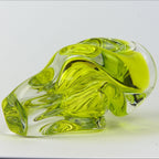 Josef Hospodka Chřibská Art Glass Vase, Uranium Yellow Green, Czech Sommerso, 1960s