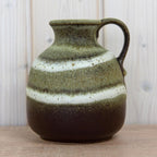 Steuler 514-15 Vintage West German Pottery Jug, Mid Century Ceramic Pitcher Green Brown Glaze