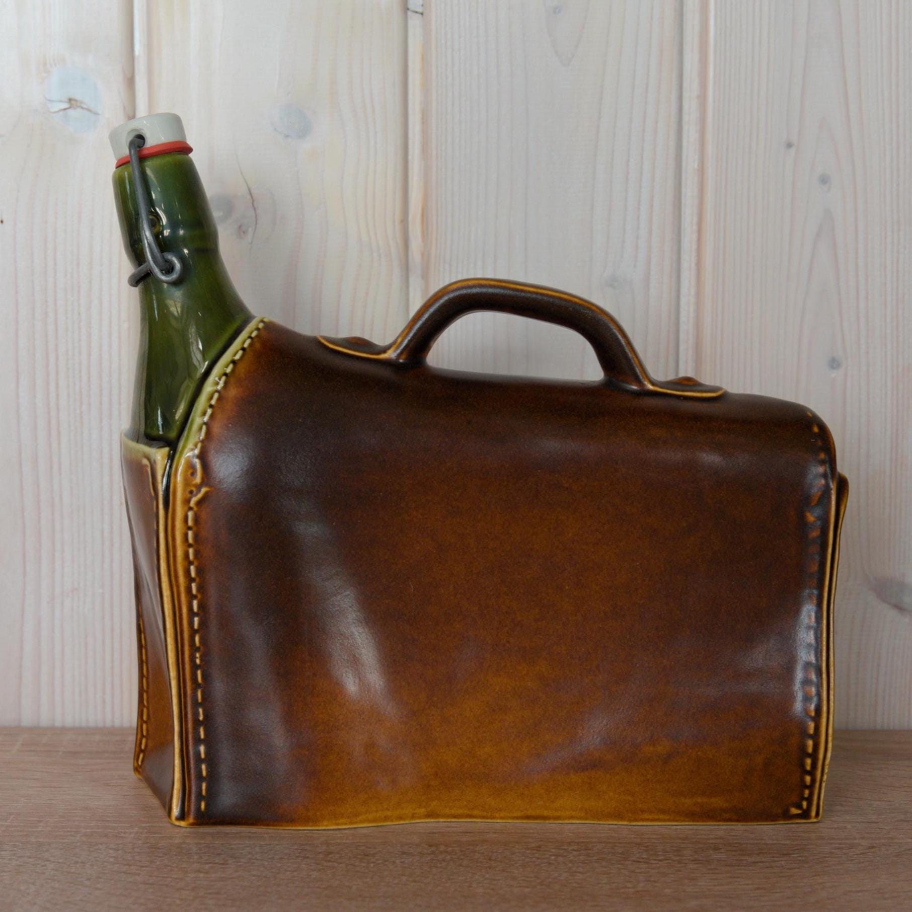 Vintage Gerz Ceramic Beer Jug, Bag Shape, West Germany Barware