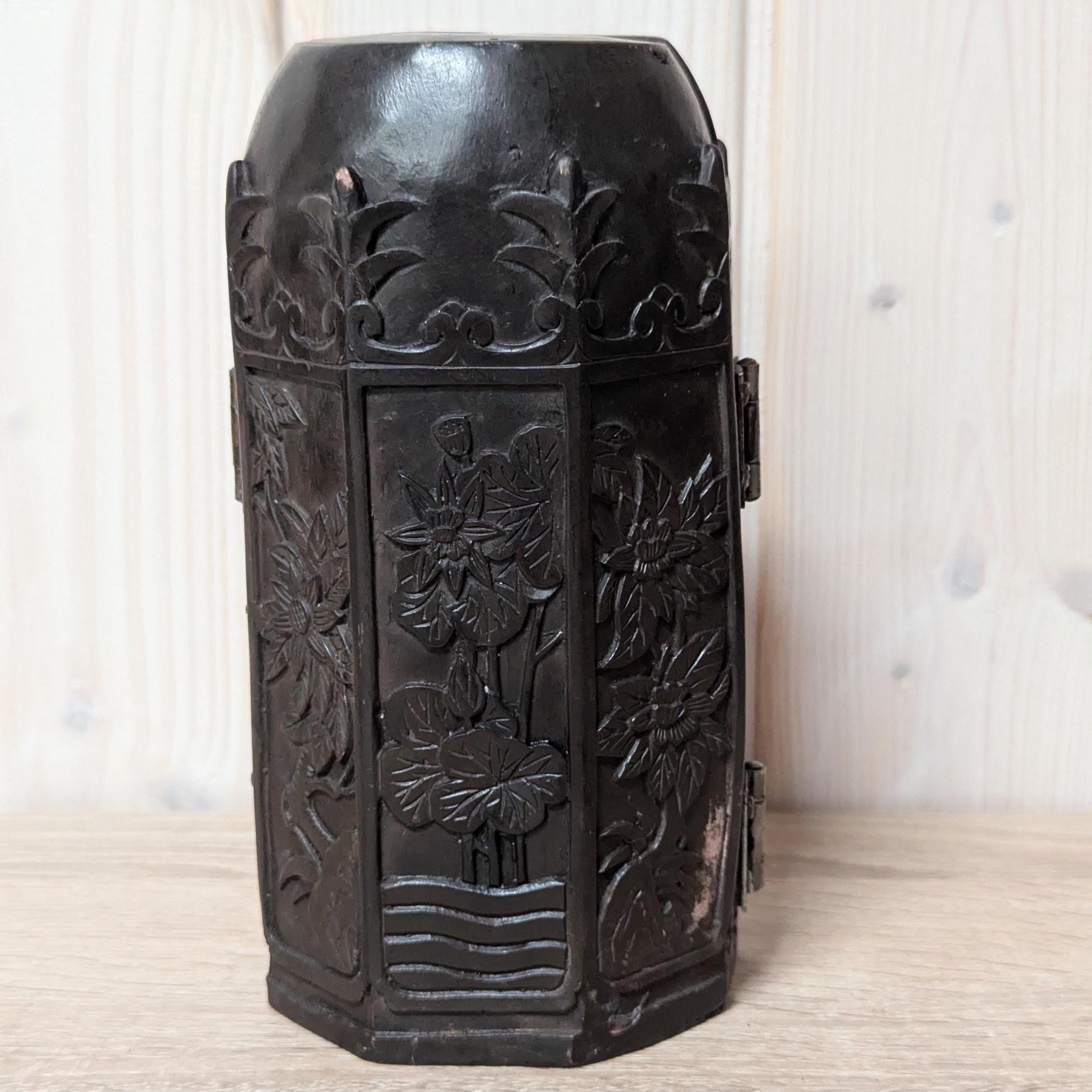 Handcarved Folding Travel Shrine: Chinese Buddha Altar, 20th Century Devotional Art