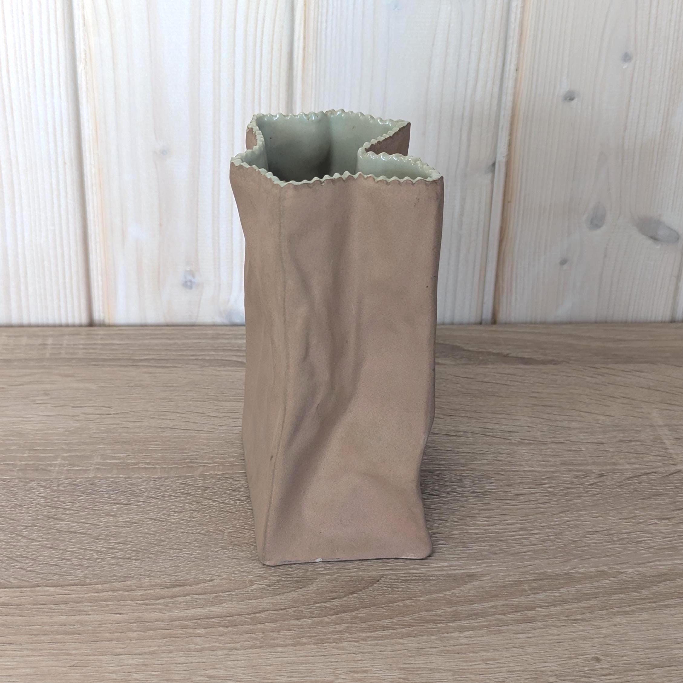 Rosenthal Paper Bag Vase, Studio Line Kreukeltas, German Modernist Porcelain, 1980s Vintage
