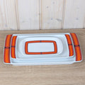 Arzberg Sizilia 3000 Serving Platter Set, Hans Theo Baumann, Orange Red, 1970s German Porcelain, Free Small Dish