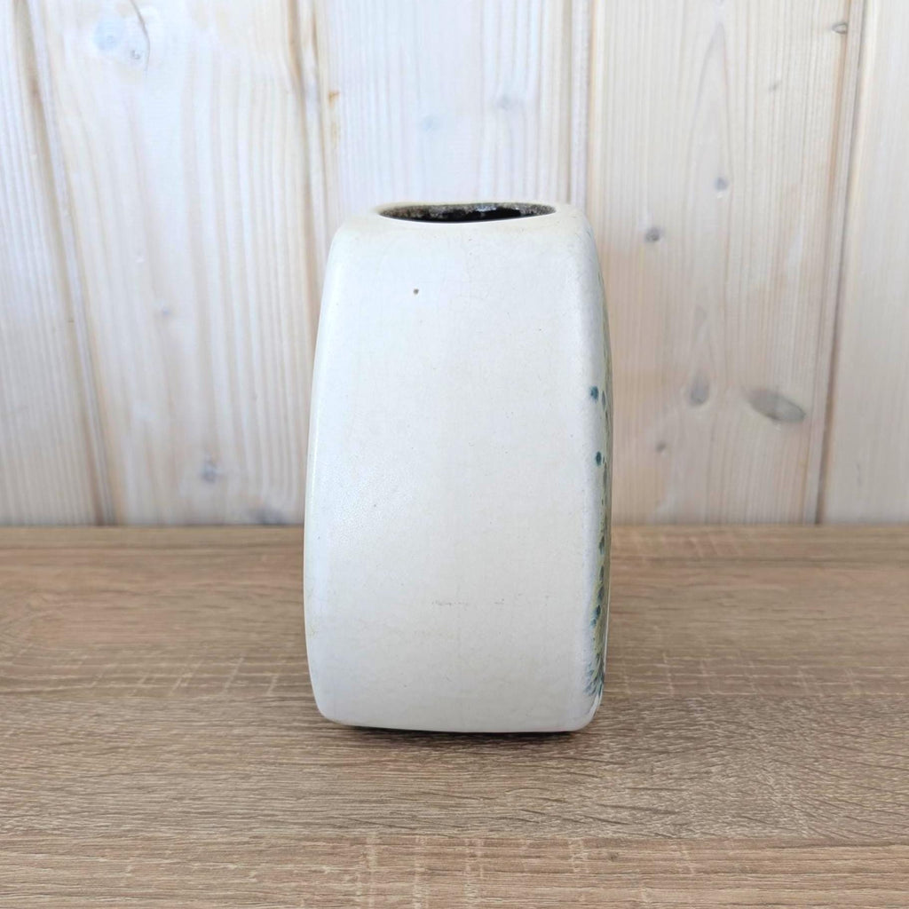 West German Pottery Vase Lava Glaze Cream Blue Green, 652/15, 1960s