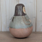 Handpainted Ceramic Angel Figurine, Metal Wings, Crackle Finish, Vintage 1990s