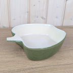 Green Ceramic Apple Baking Dish, Apple Shaped Oven Dish, Glossy Green Glaze, West German Pottery, 1950s
