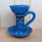 Bitossi Ikano Blue Chamberstick Candle Holder, Aldo Londi, Made in Italy, 1960s