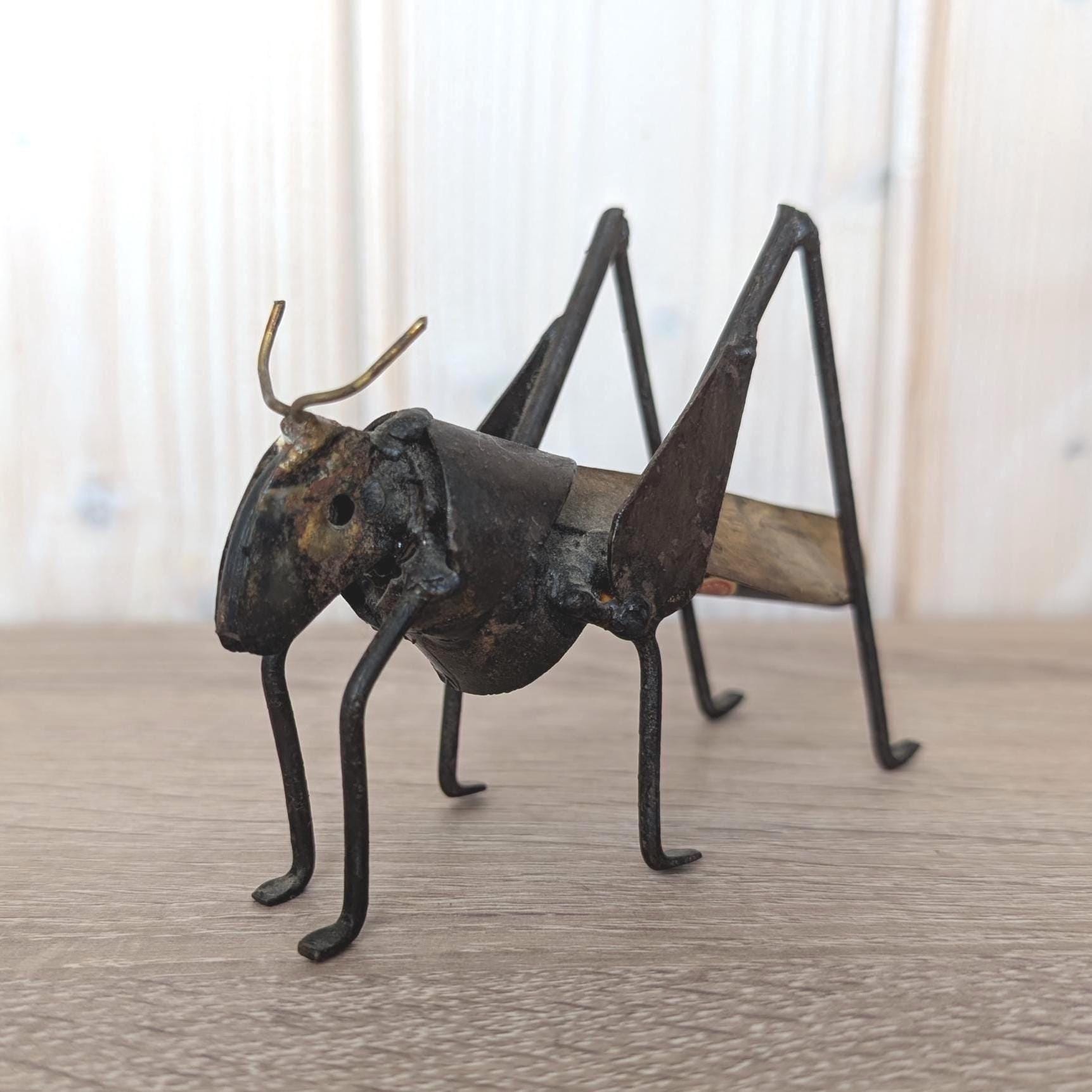 Vintage Brass Copper Grasshopper Figurine, Mexican Folk Art