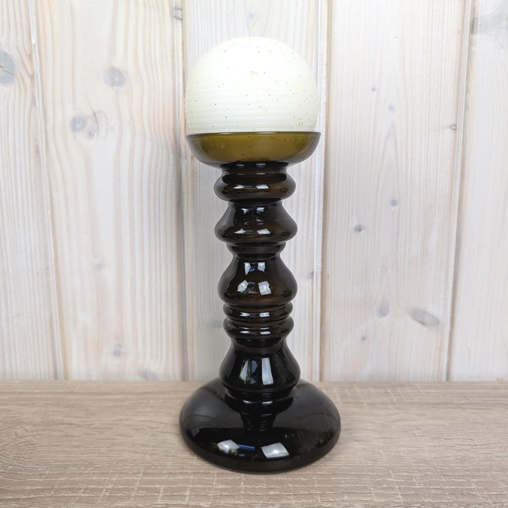 Vintage amber glass vase candleholder, Ingrid Glas, handblown art glass, Germany, 1970s