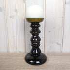 Vintage amber glass vase candleholder, Ingrid Glas, handblown art glass, Germany, 1970s