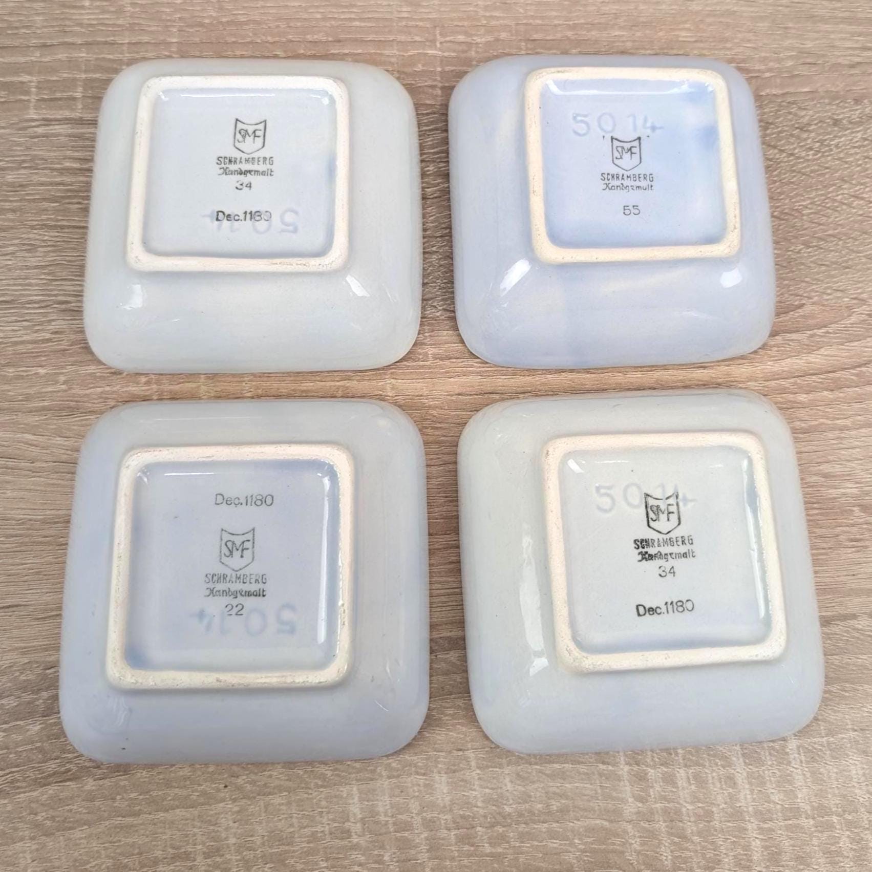 Schramberg SMF Dec 1180 Ceramic Snack Bowl Set with Metal Tray, Vintage 1950s West German Hand-Painted Pottery, Radish Veggie Motif