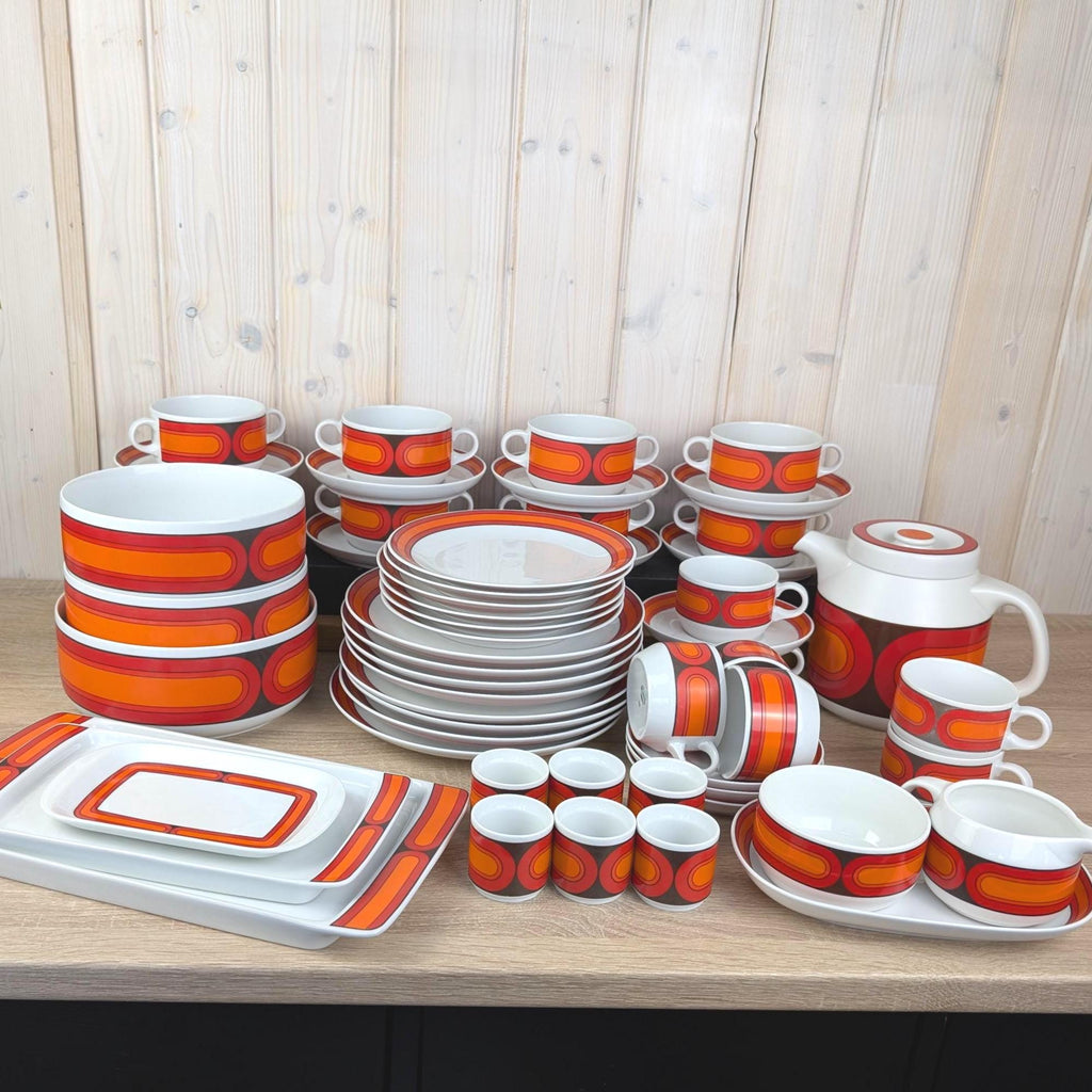 Arzberg Sizilia 3000 Coffee Tea Pot, Hans Theo Baumann, Feuerfest, Orange Red, 1970s German Porcelain