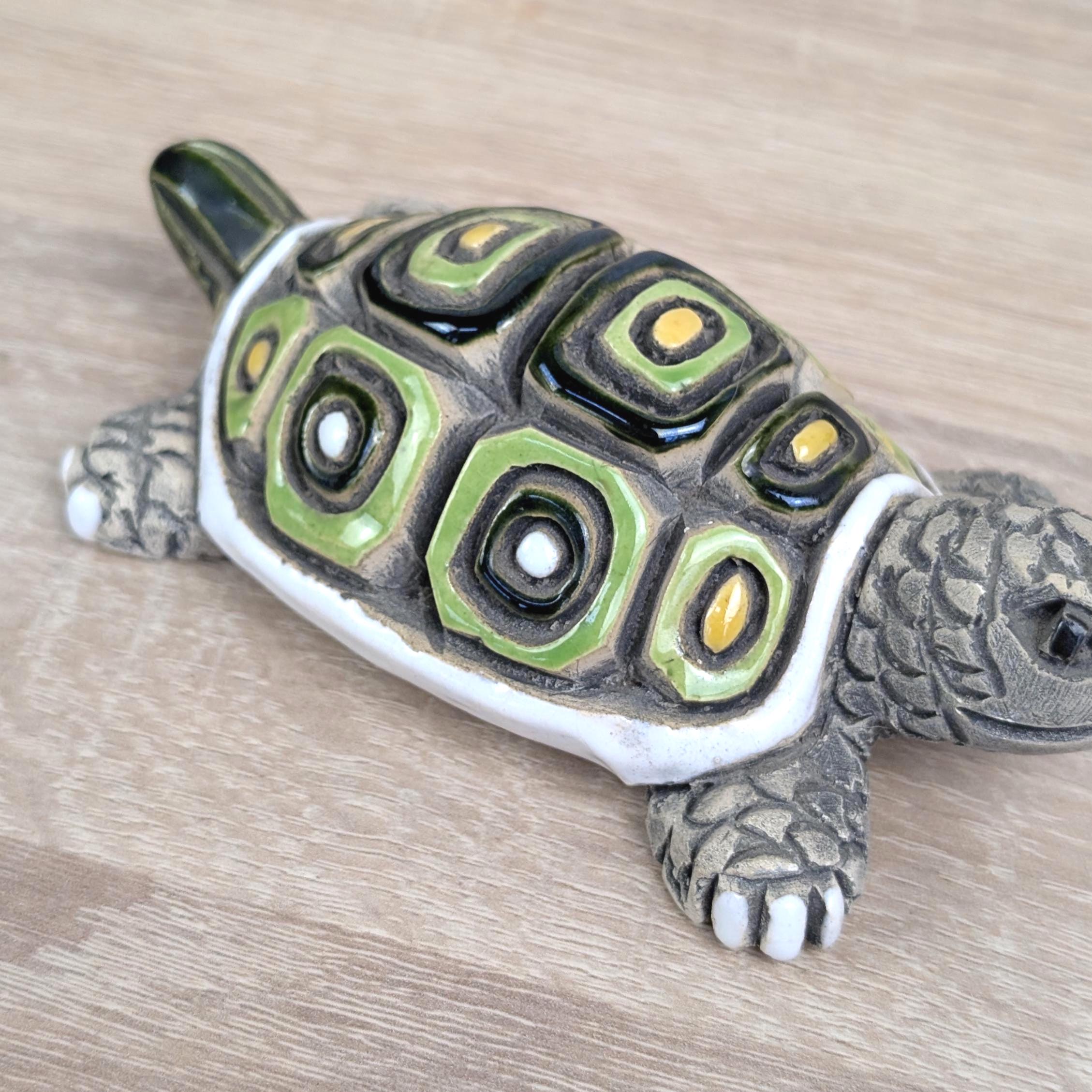 Artesania Rinconada Turtle Figurines, Ceramic Uruguay Set, Hand Painted, Vintage 1970s