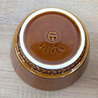 DDR GDR Heike Stoneware Nesting Bowl Set of 4, Amber Brown Glaze, Relief Base, East Germany, Torgau, 1970s