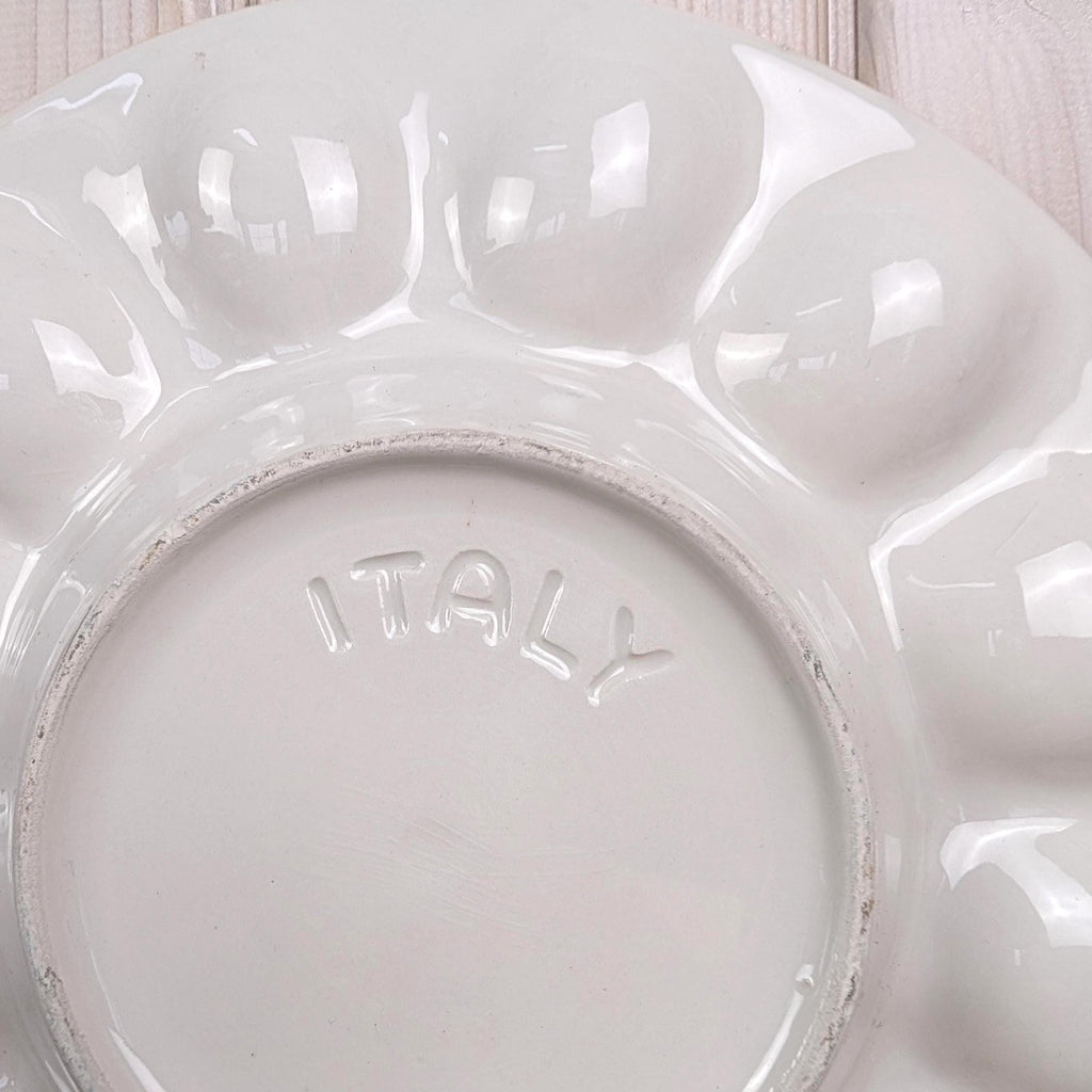 Hand Painted Italian Egg Plate, Ceramic Serving Dish Italy, Mid Century Tableware, Vintage 1960s