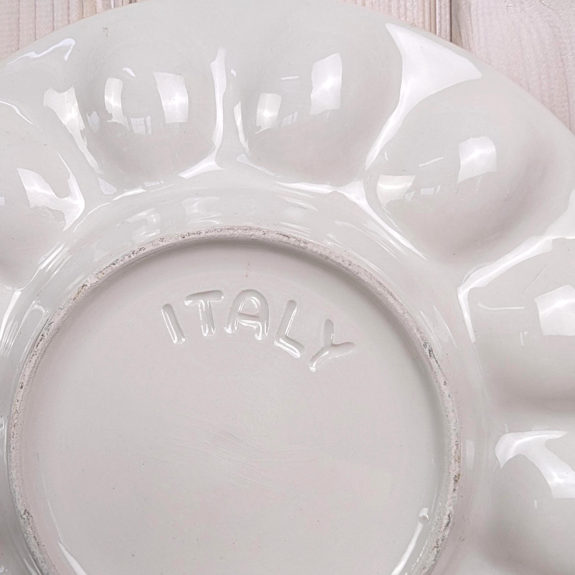 Hand Painted Italian Egg Plate, Ceramic Serving Dish Italy, Mid Century Tableware, Vintage 1960s