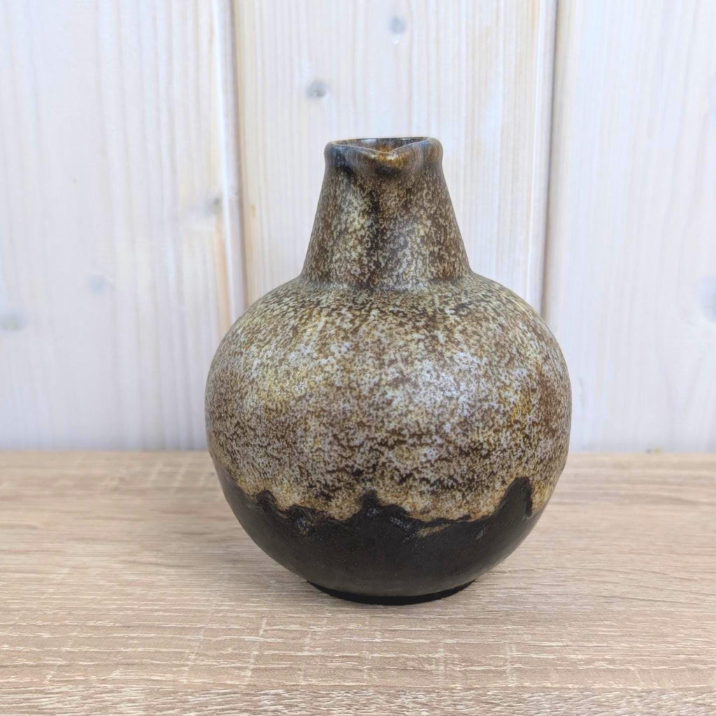 Ruscha 304 Fat Lava Jug, West German Pottery, Beige Brown Black Drip Glaze, 1960s Vintage Ceramics