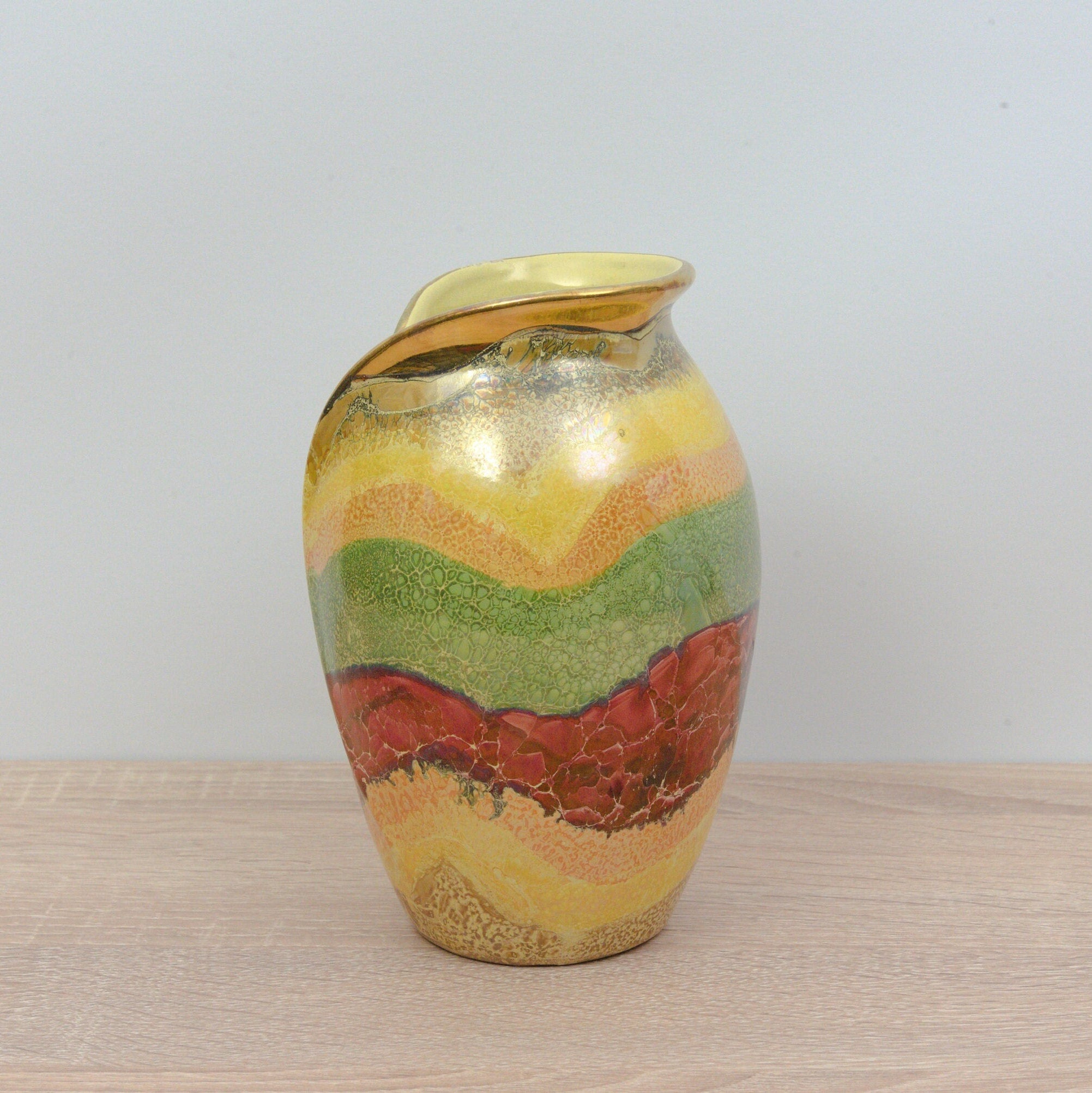 Vintage Multicolored Scheurich & Greulich Vase 232 25 Foreign 1950's