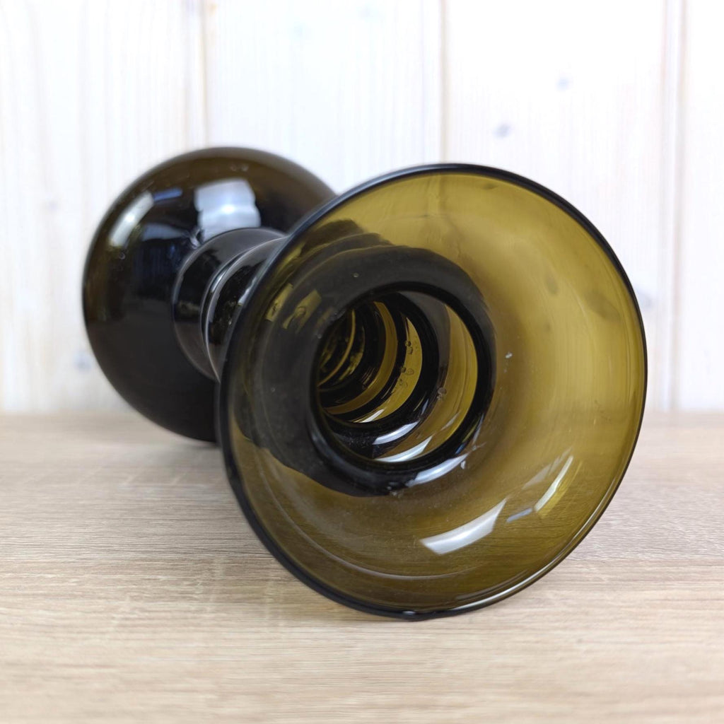Vintage amber glass vase candleholder, Ingrid Glas, handblown art glass, Germany, 1970s