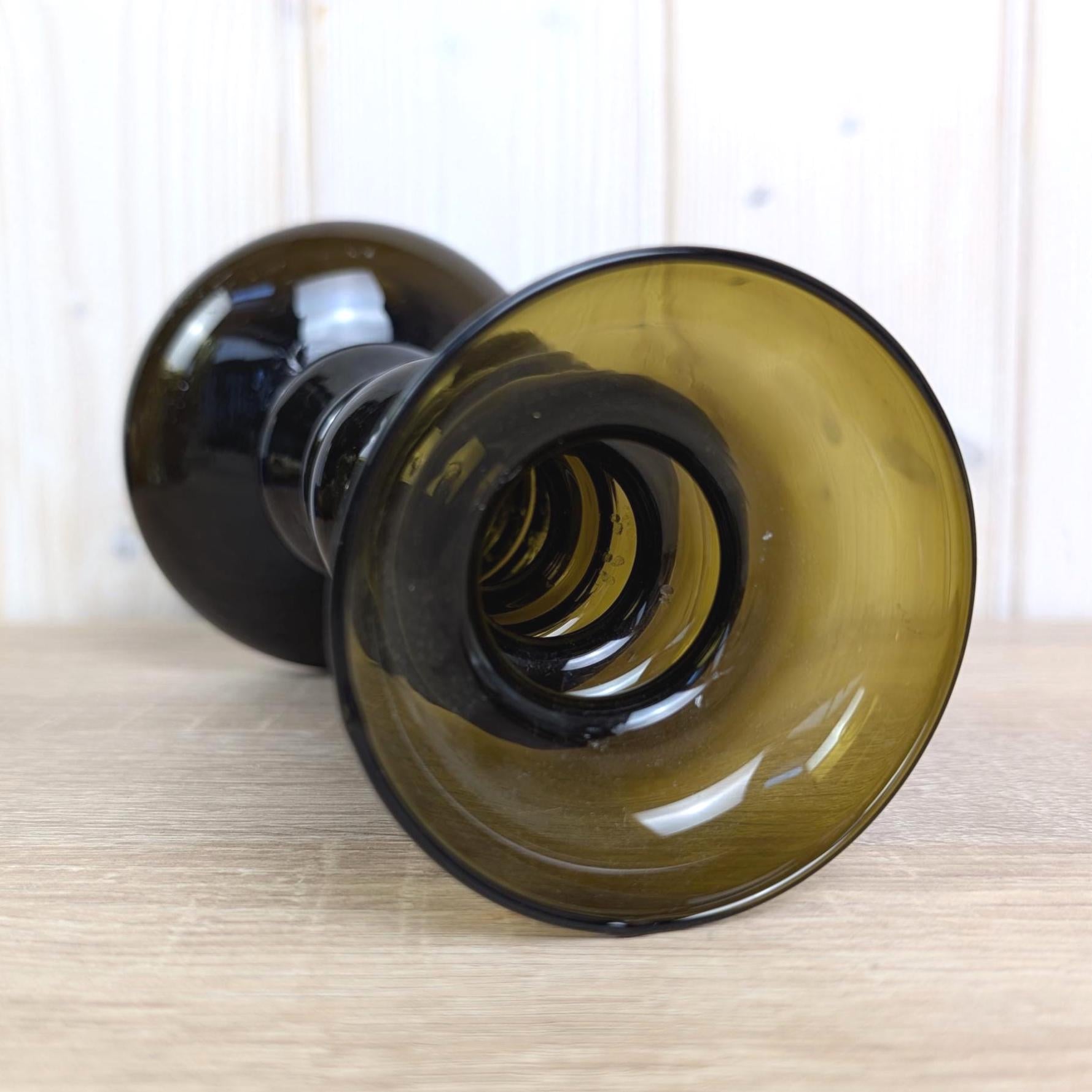 Vintage amber glass vase candleholder, Ingrid Glas, handblown art glass, Germany, 1970s