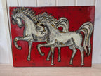 1970 Ruscha White Horses Wall Hanging Vintage German Ceramic Art Mid Century Deco