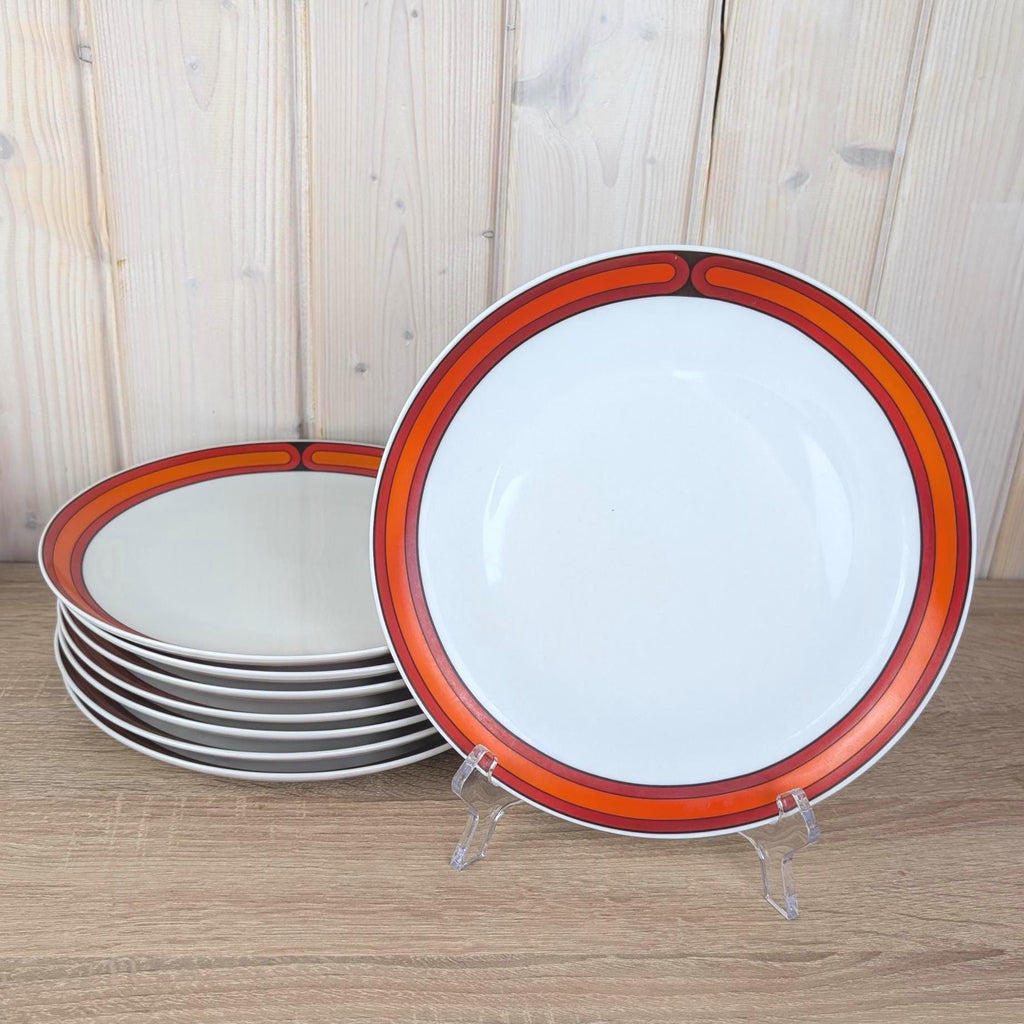 Arzberg Sizilia 3000 Breakfast Plate Set of 6, Hans Theo Baumann, Orange Red, 1970s German Porcelain