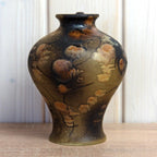 Ruscha K-31 Vase West Germany, Mid Century Ceramic Vase with Handle, Brown Beige Abstract Pottery