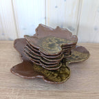 Vintage Ceramic Leaf Dish Set, Studio Pottery, 1970s Nature Inspired Serving Set