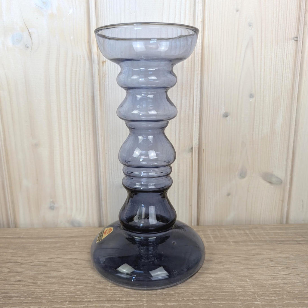 Vintage purple glass vase candleholder, Ingrid Glas, handblown art glass, Germany, 1970s