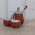 Vintage Strawberry Salt Pepper Sugar Set, Ceramic Tableware, Europe, Mid Century