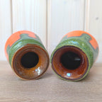 Ilkra Fat Lava Vase, Orange Green Drip Glaze, West German Pottery, 1970s, Model 1028