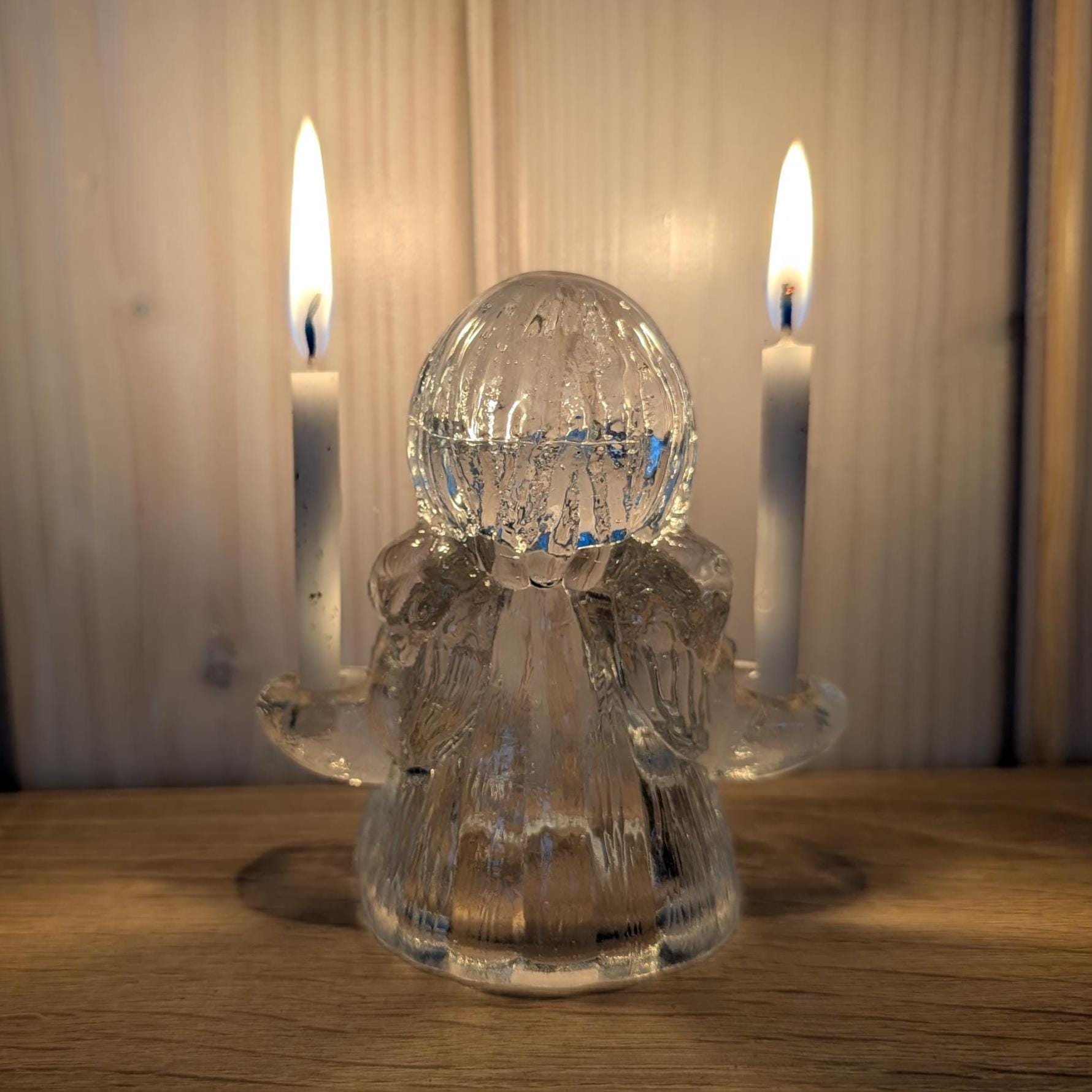 Glass Angel Candle Holder, Goebel Germany, Vintage Christmas Decor, 1980's