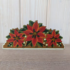 Käthe Wohlfahrt Hand Painted Wooden Napkin Holder, German Christmas Poinsettia Decor