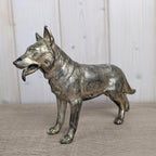 Vintage Brass German Shepherd Figurine, Solid Brass Dog Sculpture, Hand Cast, 1970s