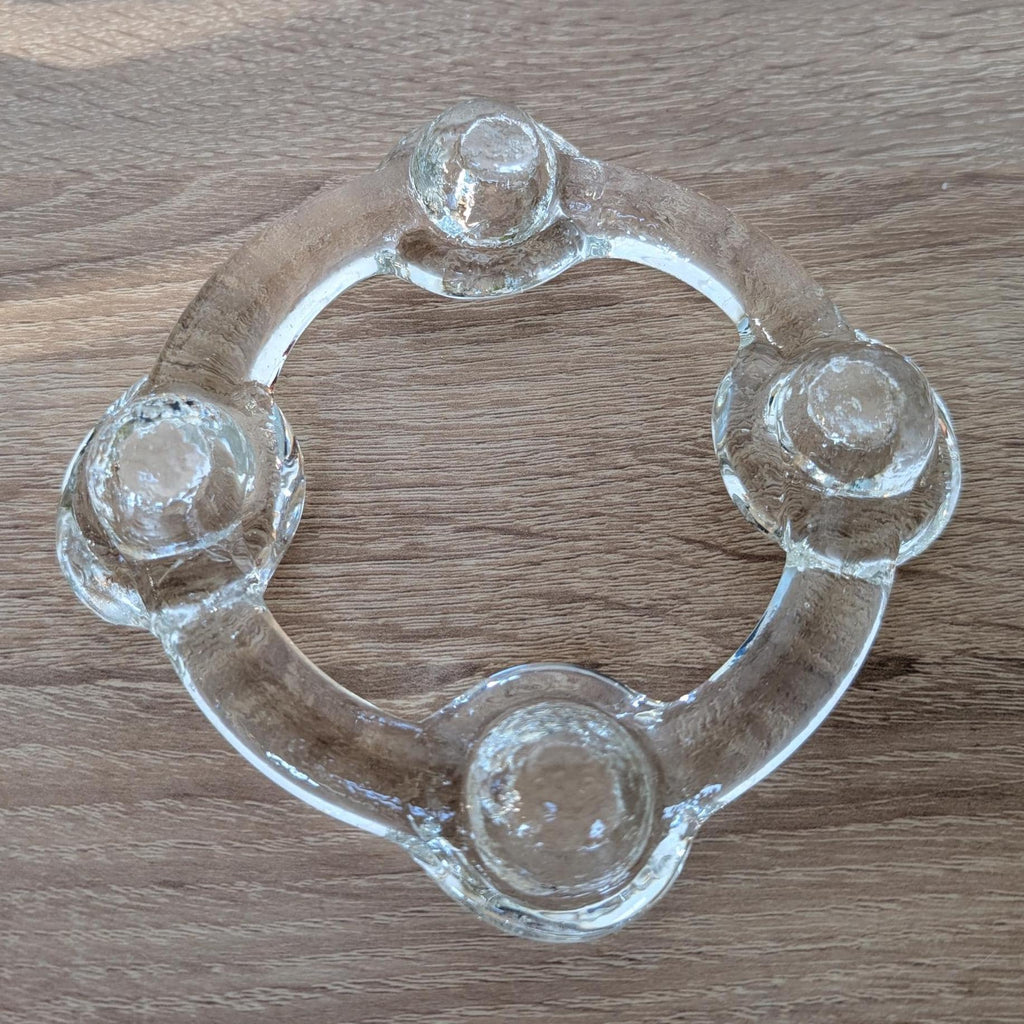 Pukeberg Sweden Glass Advent Candle Holder, Designed by Uno Westerberg, 1970s Mid-Century Scandinavian Vintage