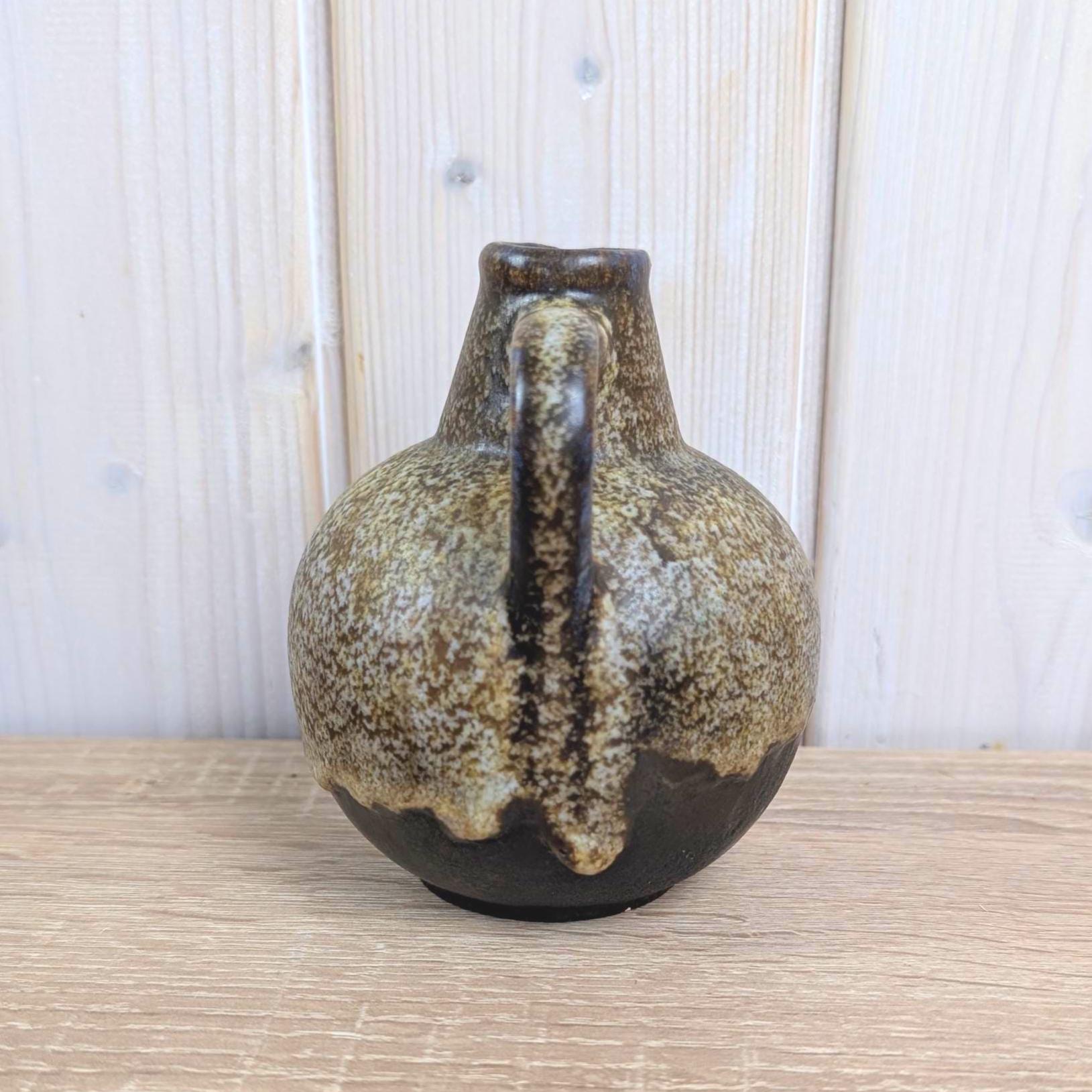 Ruscha 304 Fat Lava Jug, West German Pottery, Beige Brown Black Drip Glaze, 1960s Vintage Ceramics