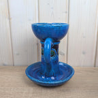 Bitossi Ikano Blue Chamberstick Candle Holder, Aldo Londi, Made in Italy, 1960s