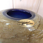 Glaskunst Meißen Handmade Glass Vase Stone Effect Cobalt Blue, Germany 1970s