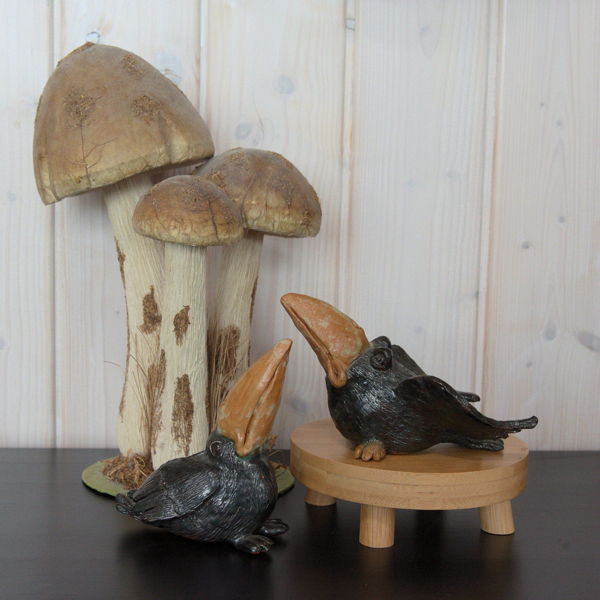 Handmade Ceramic Bird Figurines: Unique Birdie Set