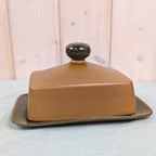 Goebel Country Bretagne Butter Dish, Covered Butter Dish, West Germany, Bavaria, Oeslauer Manufaktur, Olive Brown Stoneware, 1970s